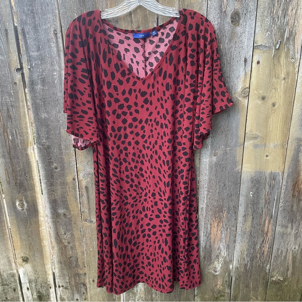 Apt 9 Red and Black Animal Print V Neck Dress Sz. XXL
